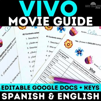 Preview of Vivo Spanish Movie Guide English & Spanish + Keys Black History Month Sub Plans