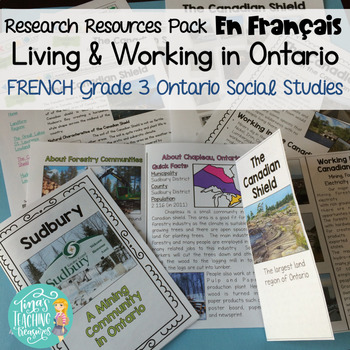 Preview of Vivre et Travailler en Ontario FRENCH Research Resources- Grade 3 Social Studies