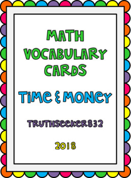 Preview of Illustrated Math Vocabulary Cards – Time and Money
