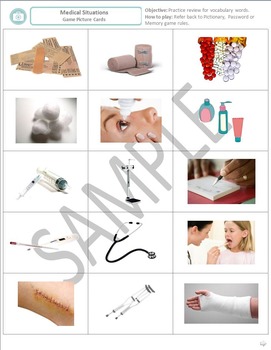 Preview of Health and Medicine: Vocabulary Game Picture and Word Cards for common terms