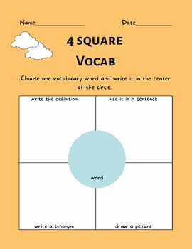 Preview of 4 Square Vocab