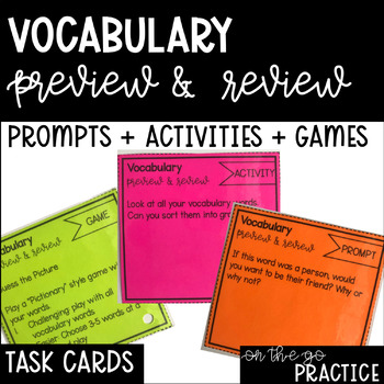 Preview of Vocabulary Preview and Review Task Cards