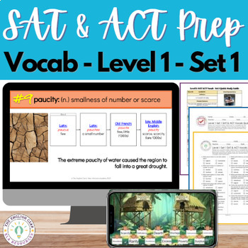Preview of Vocab Vigor Level 1 Vocabulary Set 1 - SAT & ACT Prep - Slides, Lumio, PDF