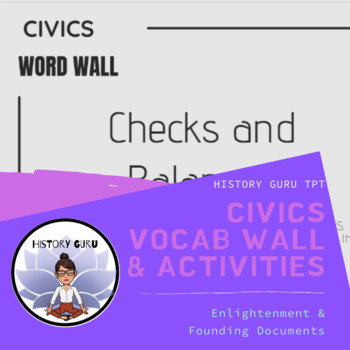 Preview of Vocab Wall! Civics: Enlightenment & Founding Documents