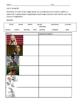 Vocab Worksheet: American Civil War (6) by The History Buff | TPT