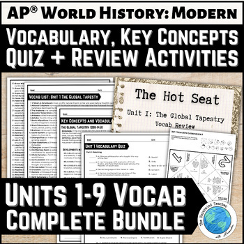 Preview of Vocab and Key Concepts Units 1-9 Complete Bundle for AP® World History Modern