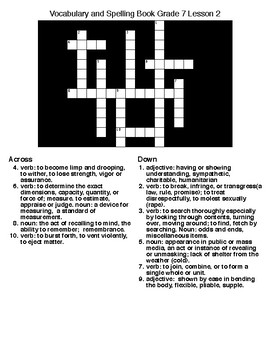 Lesson 2 Grade 7 Crossword - WordMint