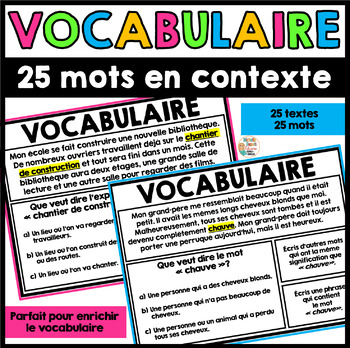 Preview of Vocabulaire - Compréhension de lecture - French Vocabulary Activity