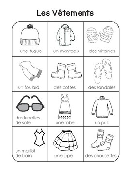 Vocabulaire  Les Vêtements by French Teacher Resources  TpT