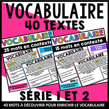 Preview of Vocabulaire Série 1 et 2 - French Vocabulary Activity - Compréhension de lecture