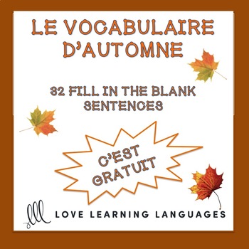 Preview of Le vocabulaire d'automne - Word list and worksheet