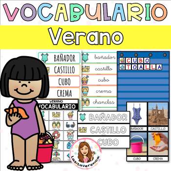 Preview of Vocabulario Verano / Summer vocabulary. May. June. Spanish. Write the Room