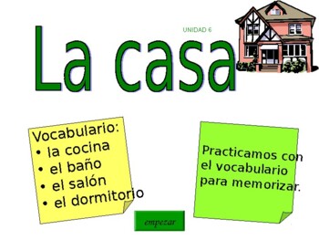 Preview of Vocabulario casa, español
