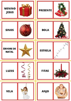 Preview of Vocabulário de Natal: jogo de dominó (Christmas vocabulary domino game)