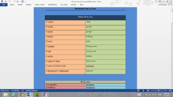 Preview of Vocabulario de la casa (Vocabulary of the House)