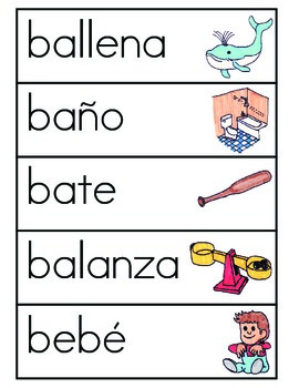 Vocabulario de la letra B by ES ABC | Teachers Pay Teachers