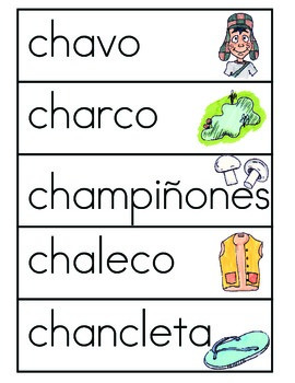 Vocabulario de la letra Ch by ES ABC | TPT