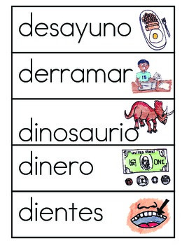 Vocabulario de la letra D by ES ABC | Teachers Pay Teachers