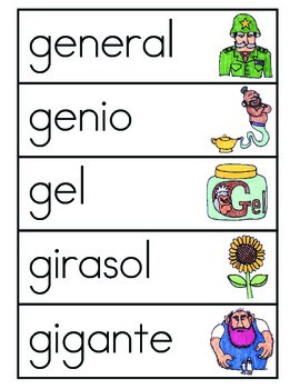 Vocabulario de la letra G by ES ABC | TPT