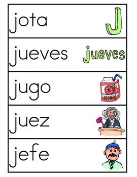 Vocabulario de la letra J by ES ABC | Teachers Pay Teachers