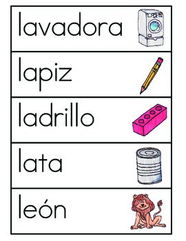 Vocabulario de la letra L by ES ABC | Teachers Pay Teachers