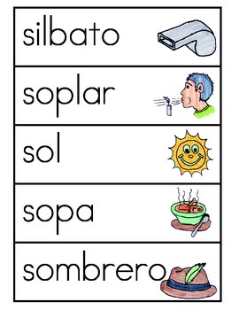 Vocabulario de la letra S by ES ABC | TPT