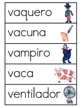 Vocabulario de la letra V by ES ABC | TPT