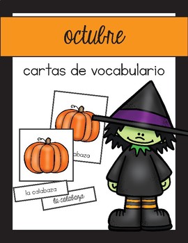 Preview of Vocabulario de octubre / October & Halloween Vocab Matching Spanish
