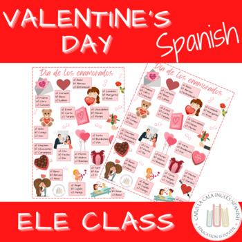 Preview of Vocabulario día de los enamorados - St Valentines day ele vocabulary ( Spanish )