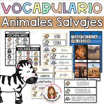 Preview of Vocabulario Animales salvajes / Wild animals vocabulary. Write the Room. Spanish
