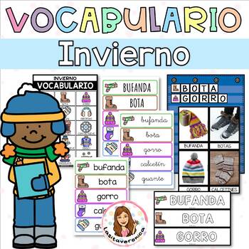 Preview of Winter vocabulary. Vocabulario invierno. Write the Room. January. Spanish.