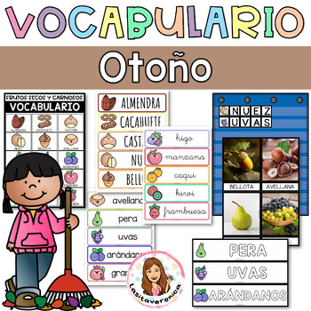 Preview of Vocabulario otoño / Autumn Vocabulary. Fall. September. Spanish. Write the Room