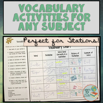 vocabulary activities by leah cleary teachers pay teachers