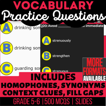 Preview of Vocabulary Google Slides | Context Clues Defining Words Homophones Synonyms