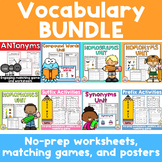 Vocabulary Activities Bundle - No-Prep Worksheets, Matchin