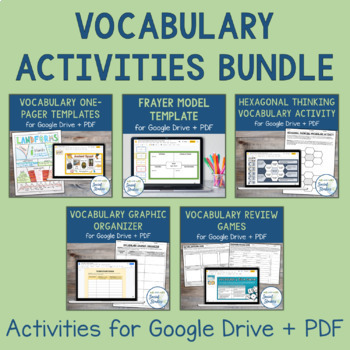Preview of Vocabulary Activities Bundle | Templates, Graphic Organizers, and Games