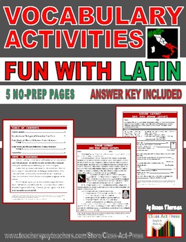 Preview of VOCABULARY Activities | Do You Know Latin? | Worksheets | Printables