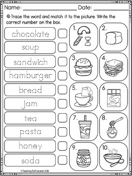 Vocabulary Activities Foods and Drinks by Teaching Biilfizzcend | TpT