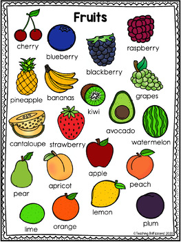 Vocabulary Activities Fruits by Teaching Biilfizzcend | TPT