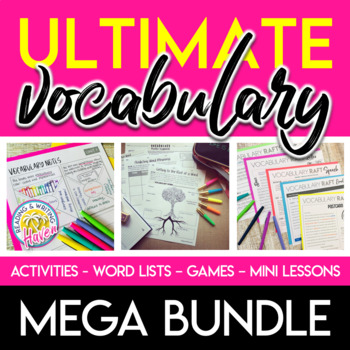Preview of Vocabulary Activities, Graphic Organizers, Games, and Word Lists Mega Bundle