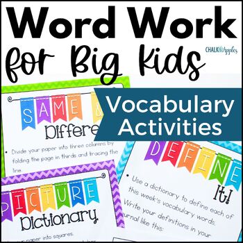Preview of Vocabulary Activities & Templates - Paperless Any List Word Work for Big Kids
