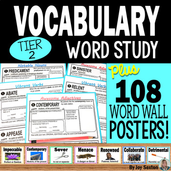 Preview of Vocabulary Activities - Word Study BUNDLE with Word Wall Posters & Quizzes 6 - 9