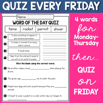 Vocabulary Activities | Word of the Day | 2nd Grade | | TpT