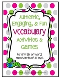 Vocabulary Activity and Game Templates for any words or unit