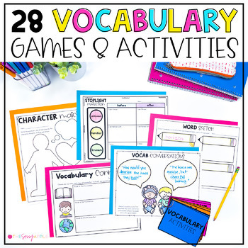 Preview of Vocabulary Games and Activities Graphic Organizers Worksheets Vocab Enrichment