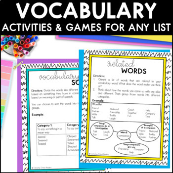 Preview of Vocabulary Activities and Games for Any List - Vocabulary Station
