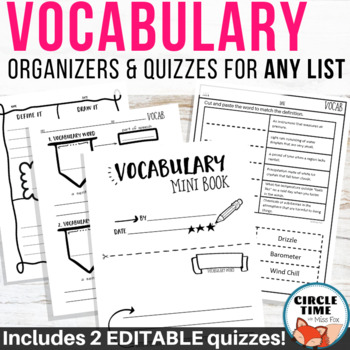 Preview of Vocabulary Worksheets & Activities Any List Graphic Organizers Booklet Templates