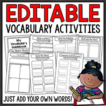 Preview of Vocabulary Activities for Any Words - EDITABLE Word Work