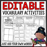 Vocabulary Activities for Any Words - EDITABLE Word Work