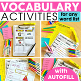Vocabulary Activities (use with any list!) | Printable & D
